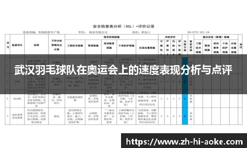 武汉羽毛球队在奥运会上的速度表现分析与点评